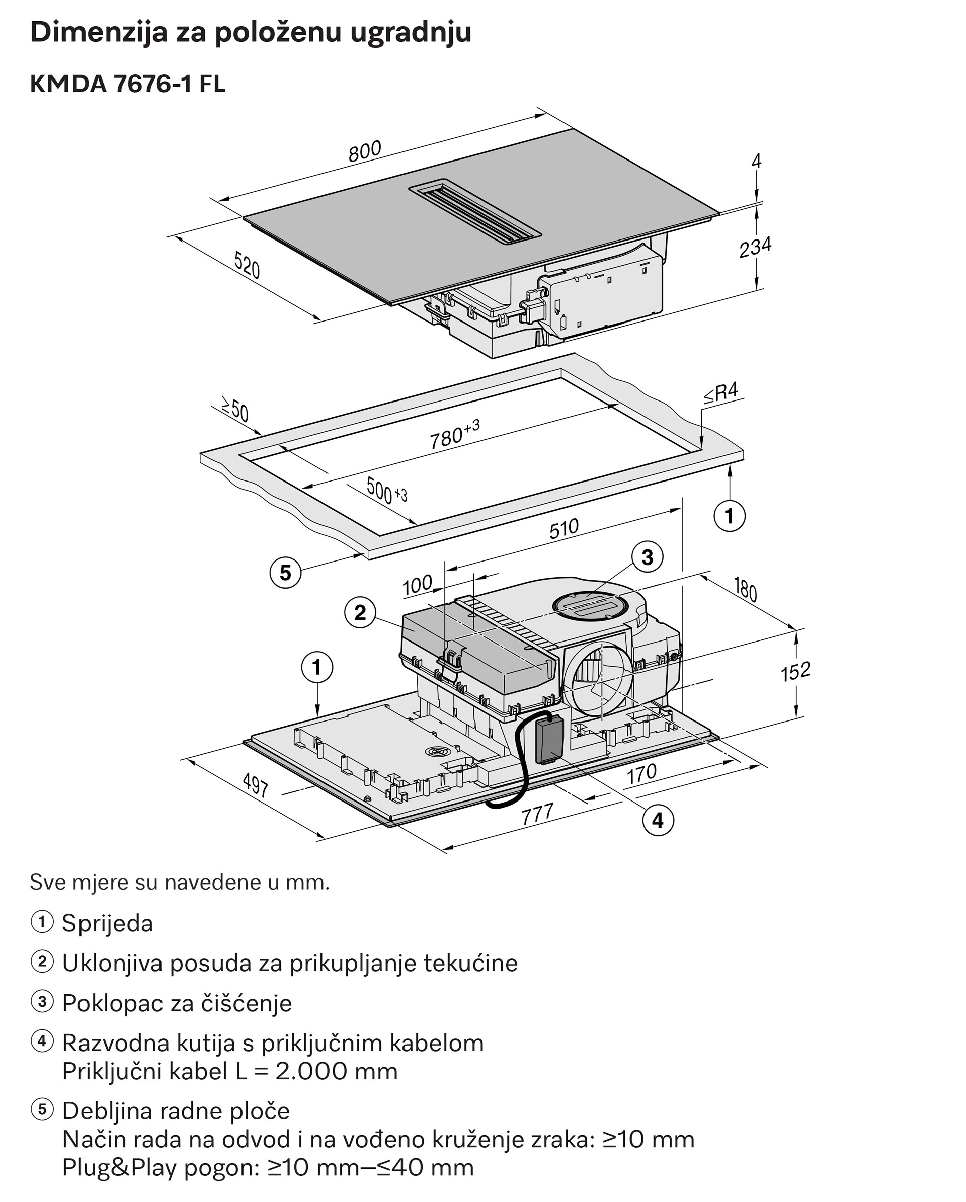 kmda 7676-1 fl dimenzija za polozenu ugradnju